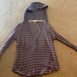 Grey with pink stripes, light hoodie